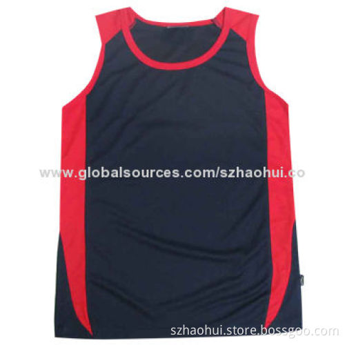 Men's polyester dry fit, quick dry tanks with cut & sew